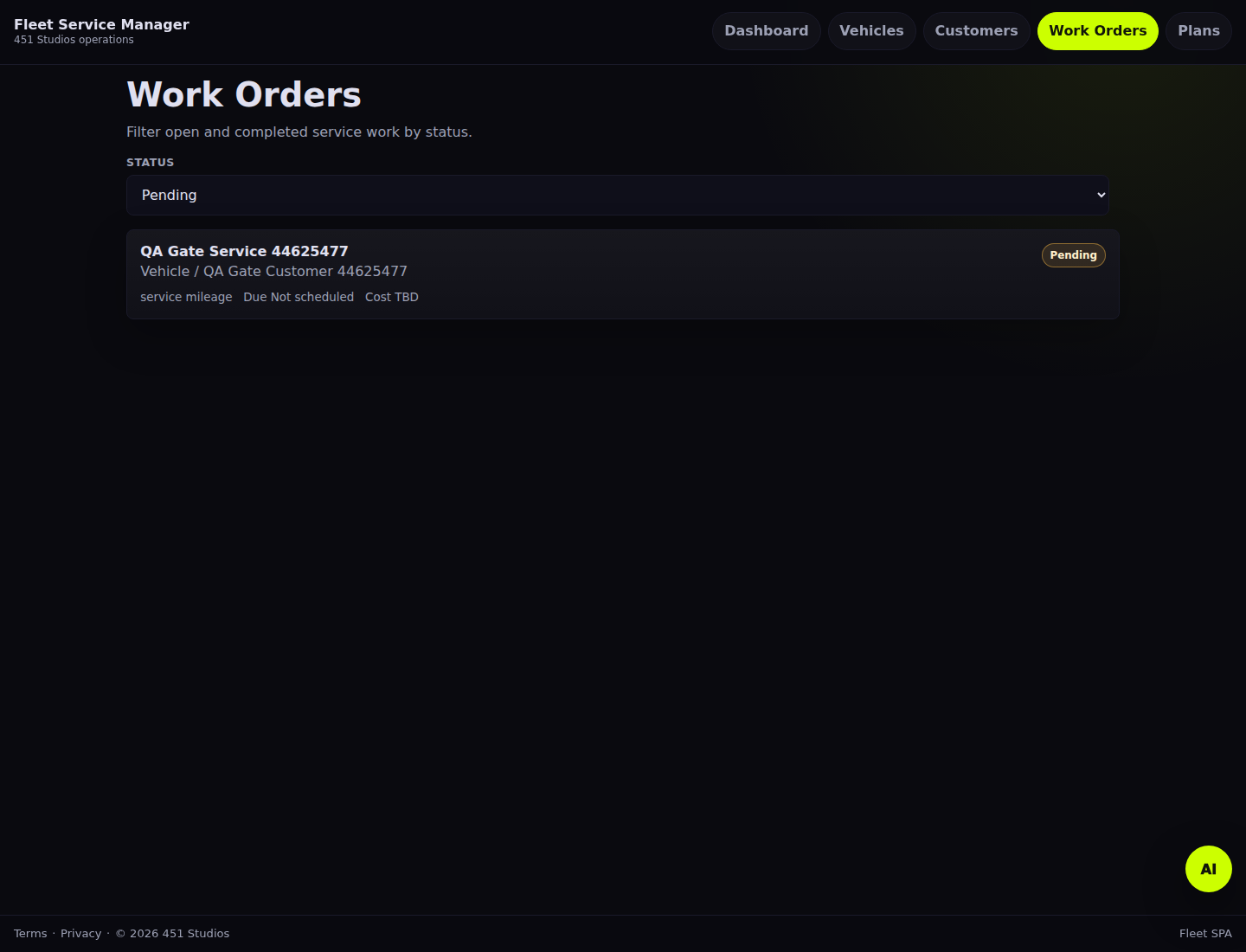 Fleet local workflow Product Gate screenshot