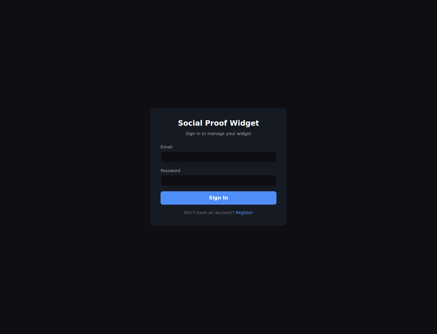 SocialProof dashboard route Product Gate screenshot